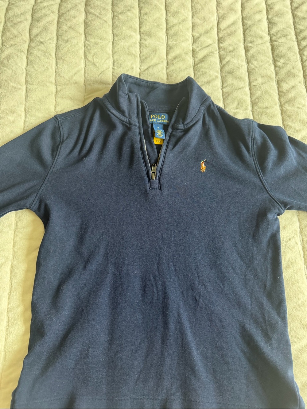 Polo by Ralph Lauren Navy Half-Zip Pullover with Gold Pony Boys Size 7